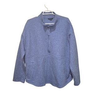 Eddie Bauer Quilted Quarter Zip Pullover Blue Kangaroo Pocket XXL